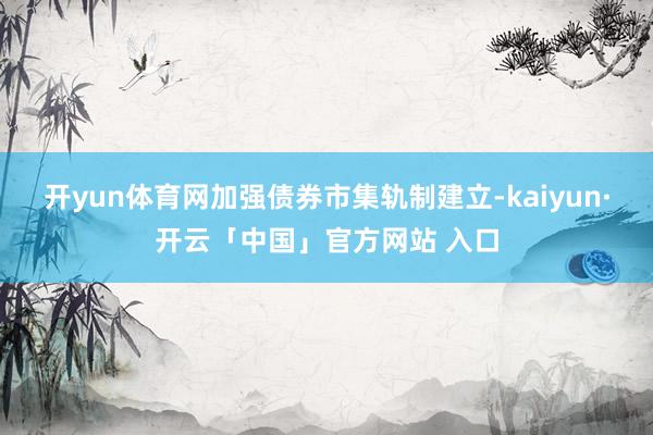 开yun体育网加强债券市集轨制建立-kaiyun·开云「中国」官方网站 入口