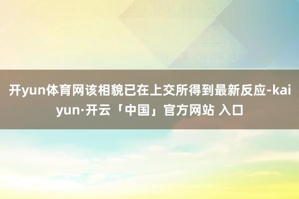 开yun体育网该相貌已在上交所得到最新反应-kaiyun·开云「中国」官方网站 入口