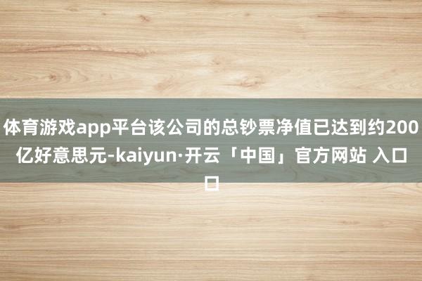 体育游戏app平台该公司的总钞票净值已达到约200亿好意思元-kaiyun·开云「中国」官方网站 入口